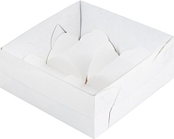 Коробка на 4 моти 12 см*12 см*5,5 см с пластиковой крышкой, Белая