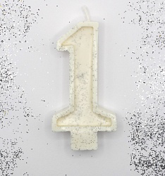 Свеча цифра "1" с серебром
